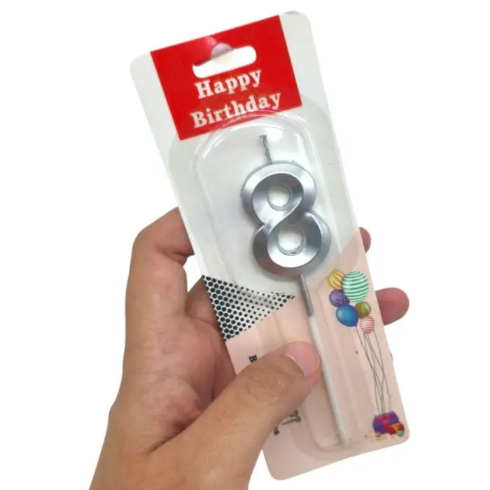 Свеча-цифра "9" металлик 5 см (микс цветов), 1 шт