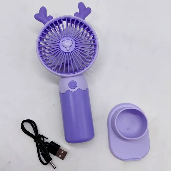 Вентилятор вбудований акумулятор, USB кабель (РОЖЕВИЙ)