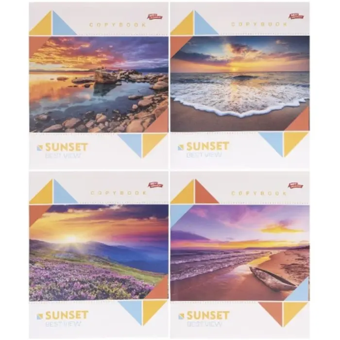 Зошит 60л клітинка "Sunset" "Мрії здійснюються" (12 примірників, мікс)