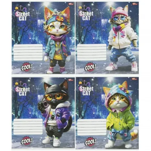 Зошит 12л клітинка "Street Cat" (20 примірників, мікс)