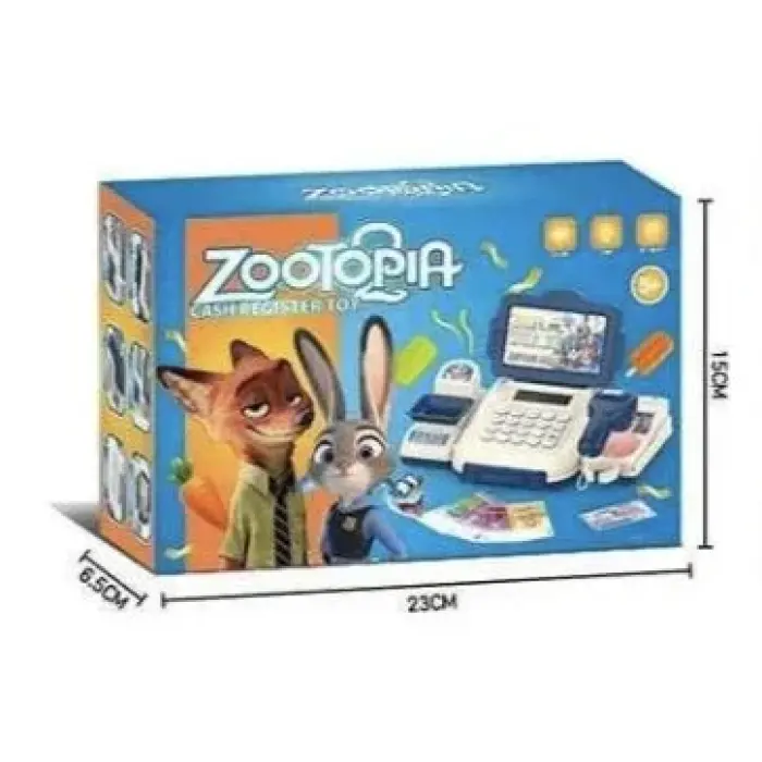Касовий апарат калькулятор "Зоотрополіс / Zootopia", сканер має червоне підсвічування, монети, купюри, банківська карта (рожевий)