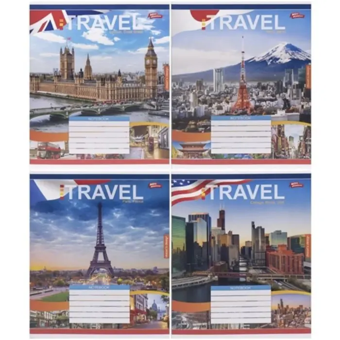Зошит 24 листки, в клітинку "TRAVEL", 16 примірників