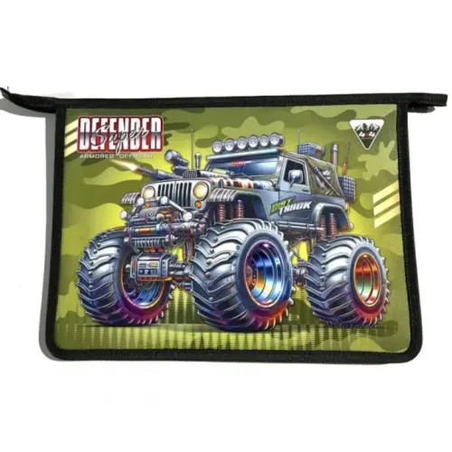 Папка на блискавці А4+, "Dirt Track" (зелена)
