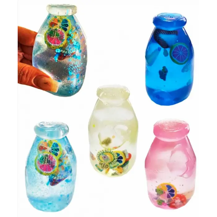 Сквиш антистресс "Бутылка с фруктами" 8cm (ПРОЗРАЧНЫЙ)