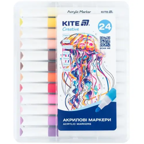 Маркери акрилові Jumbo, 24шт Kite Creative
