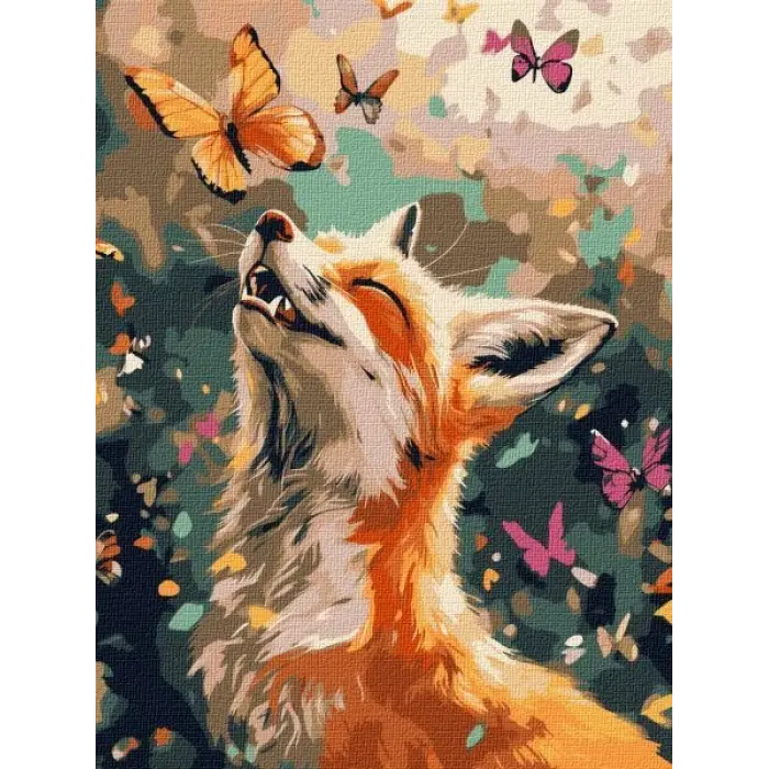 Картина за номерами - Весела лисичка з фарбами металік extra ©art_selena_ua