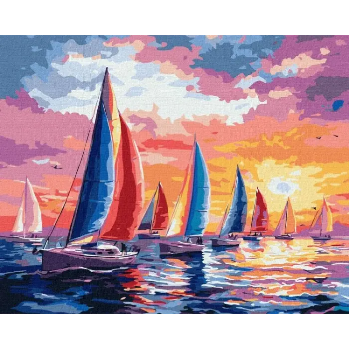 Картина за номерами - Регата на заході сонця ©art_selena_ua
