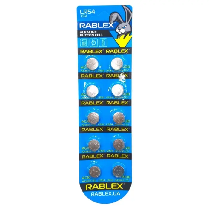 Батарейка RABLEX "таблетка" 1.5V AG10 (LR54) ціна за 1 блістер - 10 шт