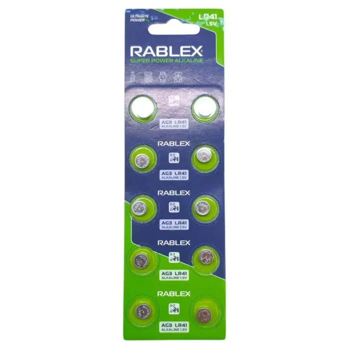 Батарейка RABLEX "таблетка" 1.5V AG3 (LR41) ціна за 1 блістер - 10 шт