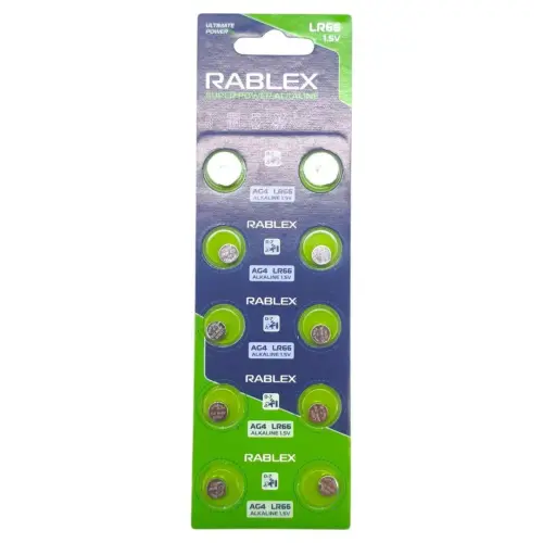 Батарейка RABLEX "таблетка" 1.5V AG4 (LR66) ціна за 1 блістер - 10 шт