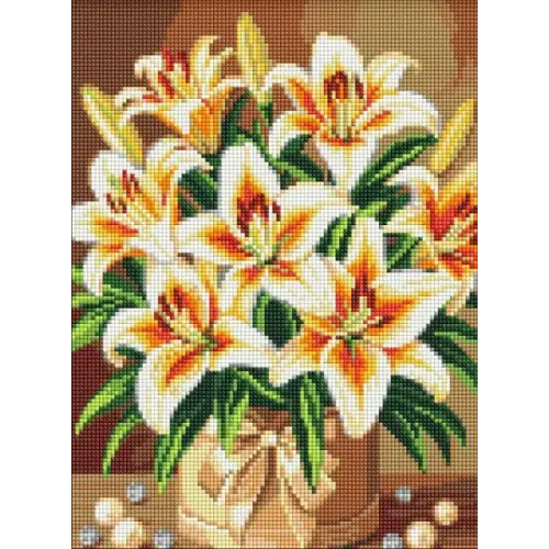 Алмазна мозаїка - Яскраві лілії з перлами ©art_selena_ua