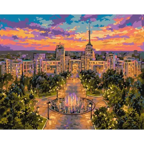 Картина за номерами - Вечірні вогні Харкова ©art_selena_ua