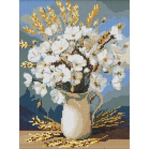 Алмазна мозаїка без підрамника - Білі маки і пшениця ©art_selena_ua