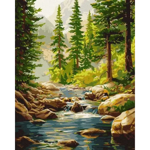 Картина за номерами - Течія посеред лісу ©art_selena_ua