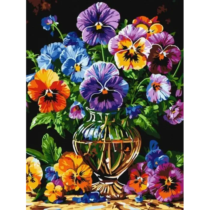 Картина за номерами - Яскраві квіти у скляній вазі ©art_selena_ua