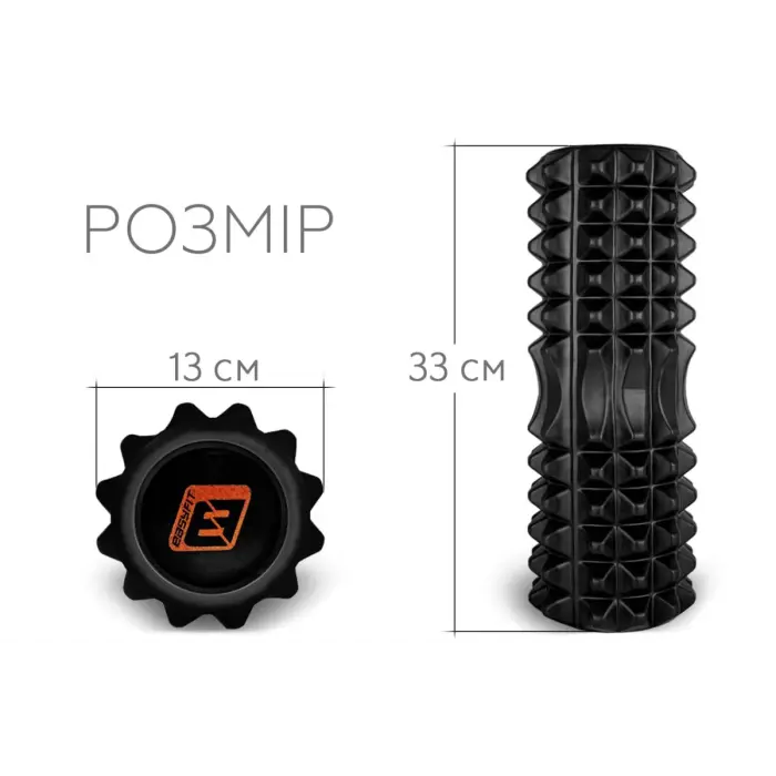 Масажний ролик EasyFit Solid Roller v.1.2s 33х13 см чорний