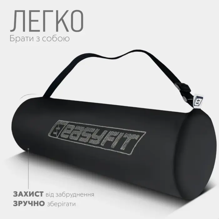Килимок для йоги та фітнесу EasyFit TPE+TC 6мм двошаровий чорний-червоний