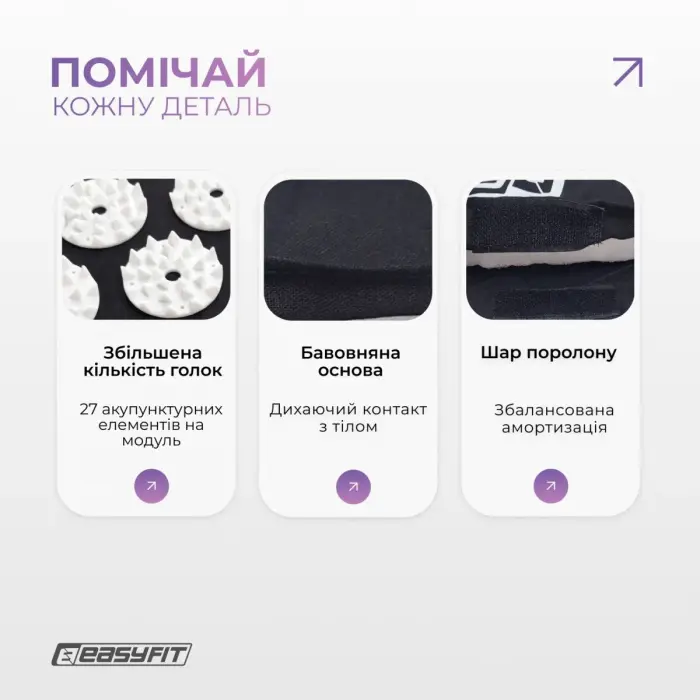 Масажний килимок EasyFit з подушкою (аплікатор Кузнєцова) + чохол Чорний з білим