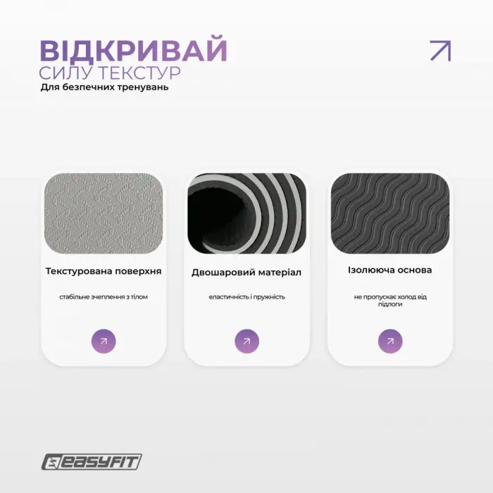 Килимок для йоги та фітнесу EasyFit Polarity stone з ремнем