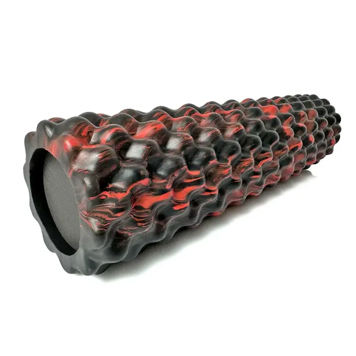 Масажний ролик EasyFit Bubbles 45 см Чорний-червоний