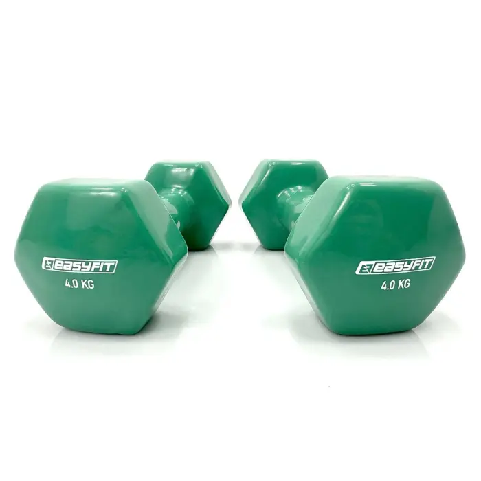 Гантель для фітнесу 4.0 кг EasyFit із вініловим покриттям зелена