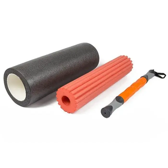 Массажный ролик EasyFit TIO 3 в 1 Черный-оранжевый