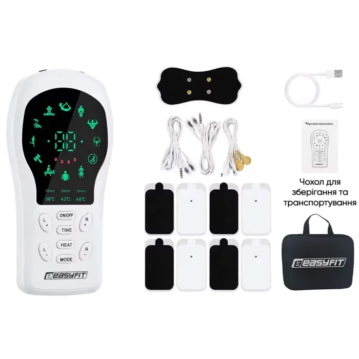 Міостимулятор з підігрівом EasyFit Pro ActivePulse імпульсний масажер для м'язів + Чохол