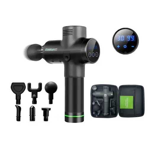 Масажний пістолет EasyFit Percussio (портативний перкусійний вібромасажер для тіла з 6 насадками)