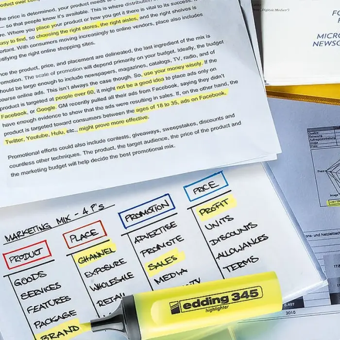 Маркер Highlighter e-345 набор 4 шт. (блистер PVC)