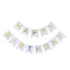 Гірлянда-розтяжка прапорці "Happy birthday" 12*16см-5м, срібло
