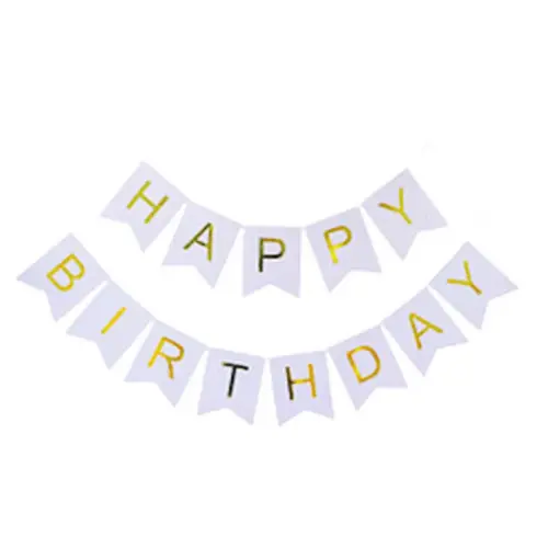 Гірлянда-розтяжка прапорці "Happy birthday" 12*16см-5м, срібло