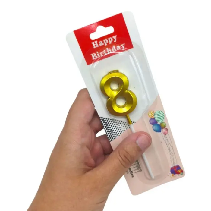 Свічка-цифра "2" металік 5 см (мікс кольорів), 1 шт